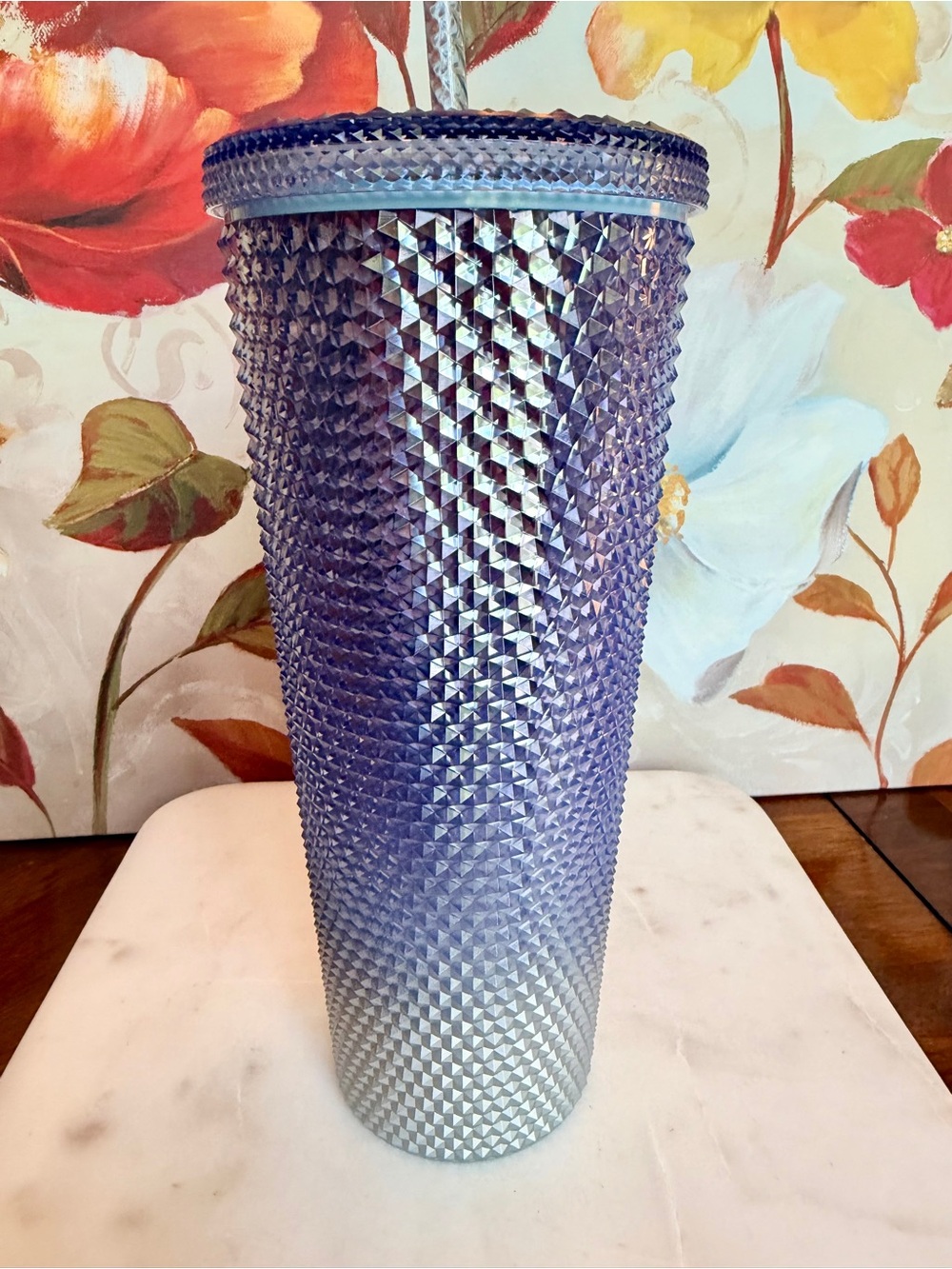Starbucks Holiday 2023 Icicle Blue & Silver Tumbler w/an Ombre Gradient Design - Picture 3 of 12